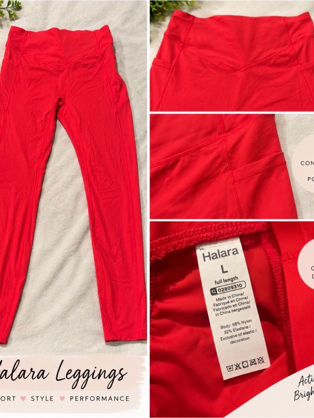 Halara Womens Red Leggings - Full Length Active Bottoms